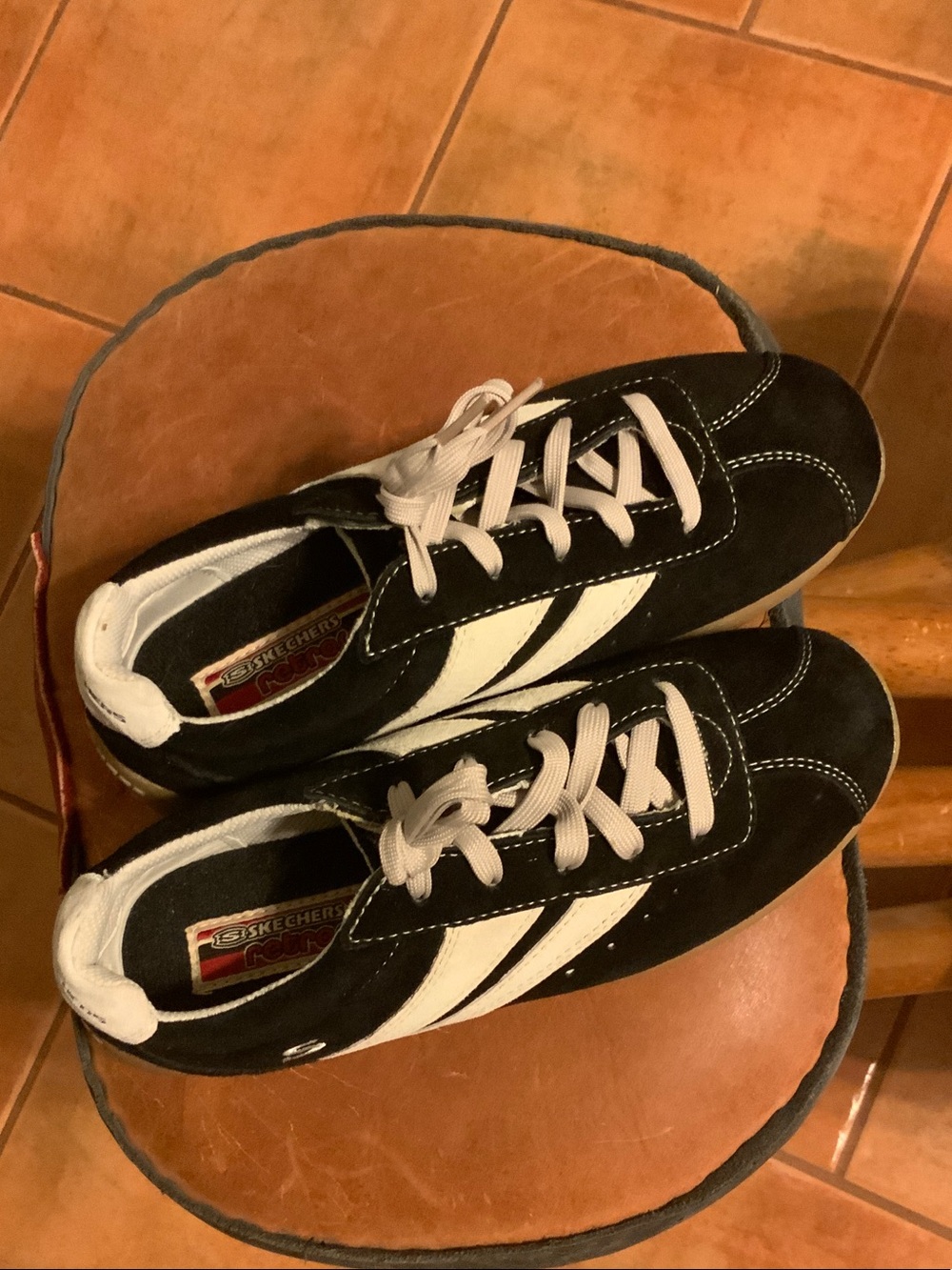 Skechers Black and White Retro Low-Top Sneakers